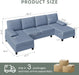 U-Shaped Sectional Sofa with Double Chaise, 4-Seat Linen Fabric Living Room Furniture Set, High-Density Cushions for Ultimate Comfort & Modern Style, Blue