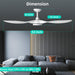 Ceiling Fans with Lights,Large Airflow 52Inch Modern Ceiling Fan with Quite Reversible DC Motor 3 Color Temperature LED Light (White)