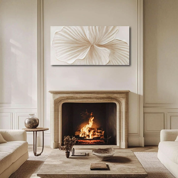 White and Gold Wall Art Abstract Floral Painting Modern 24X48 Artwork Minimalist Canvas for Bedroom Living Room Office Home Decoration
