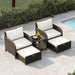 5-Piece Outdoor Patio Conversation Set with Hidden Ottomans