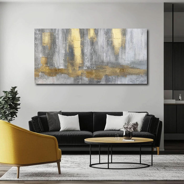 Textured Wall Art Gold Wall Decor Modern Wall Picture 24"X48" Artwork for Bedroom Decorative Painting for Dining Room Area
