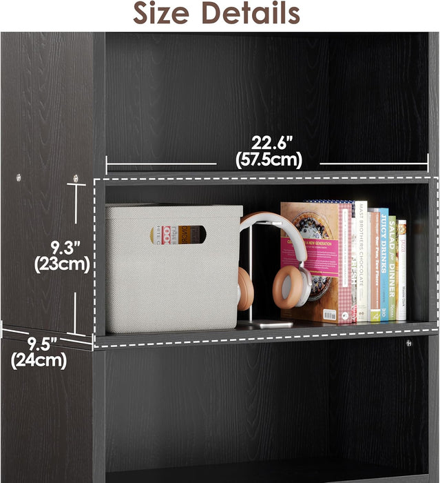 5 Shelf Bookcase, 47" Wood Tall Bookshelf and Bookshelves, Multifunctional Storage Organizer Shelving for Bedroom Library Living Room Home Office, Black