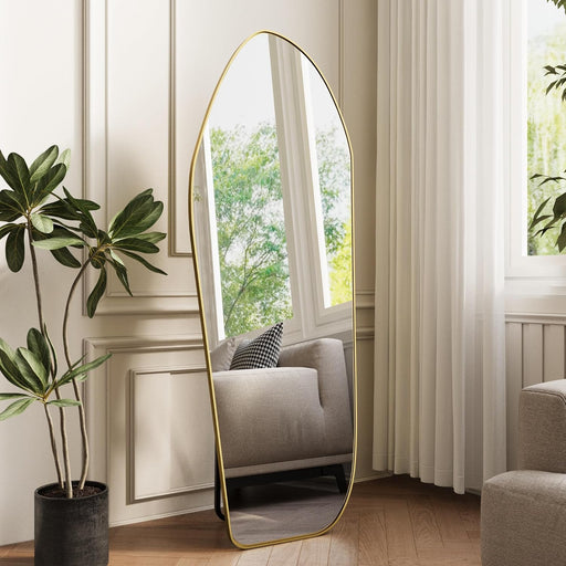 67" X 24" Irregular Full Length Mirror with Stand Gold