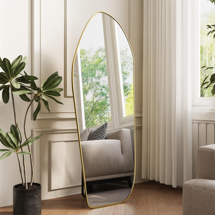 67" X 24" Irregular Full Length Mirror with Stand Gold