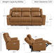 Genuine Leather Power Recliner Sofa, Wall Hugger Reclining Sofa with Drop down Table, Power Headrest, Drawers, Charging Ports, Reclining Sectional Couch for Living Room, RV, Saddle