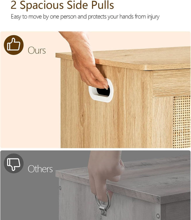 39.4” Storage Chest, Toy Box with 2 Safety Hinges, Toy Chest for Bedroom, Storage Bench with Storage, Shoe Bench, Supports 220 Lb, for Living Room, Entryway, Natural