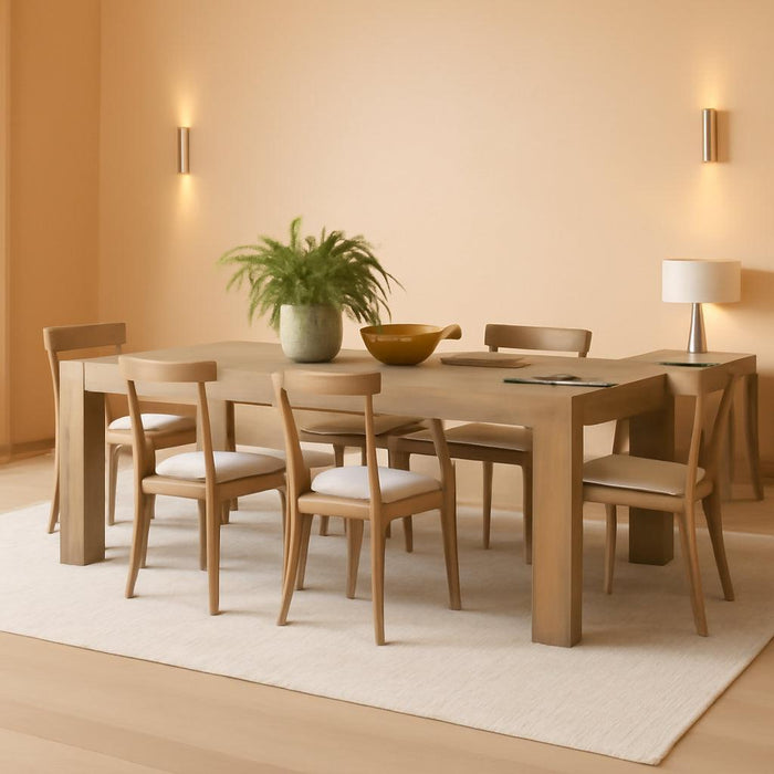 86.61-Inch Dining Table for 6-8 People, Modern Narrow Long Kitchen Table with Pedestal Base, Farmhouse Extra Long Rectangular Dining Room Furniture, 27.56 X 86.61 X 29.53 Inches, Oak