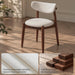 Wooden Dining Chairs Set of 4, Upholstered Dining Room Chairs with Curved Backrest, Mid Century Modern Fabric Kitchen Chair Foot Pegs, Upgrade with Taller Chair Legs, Cream & Walnut Legs