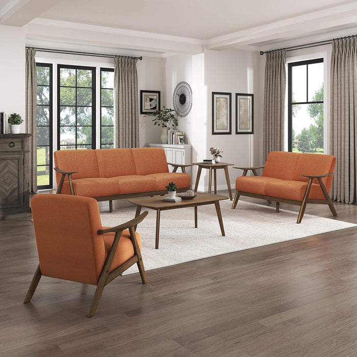 Orange Mid Century Modern Upholstered Accent Chair