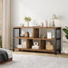 Low Book Shelf, Industrial Horizontal Bookcase, Rustic Brown, 47 Inch | Farmhouse 3 Tier Open Bookshelf, Long Wide 5 Cube Storage Organizer, Wood Metal Cubby Bookcase for Bedroom Living Office