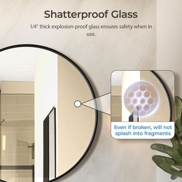 Black round Mirror for over Sink 24-Inch, Circle Bathroom Mirror, Metal Frame Vanity Mirror, Modern Wall Mirror for Entryway Living Room