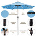 9 Ft 32 LED Patio Solar Umbrella W/ Push Button Tilt and Crank Outdoor Umbrella, Aqua