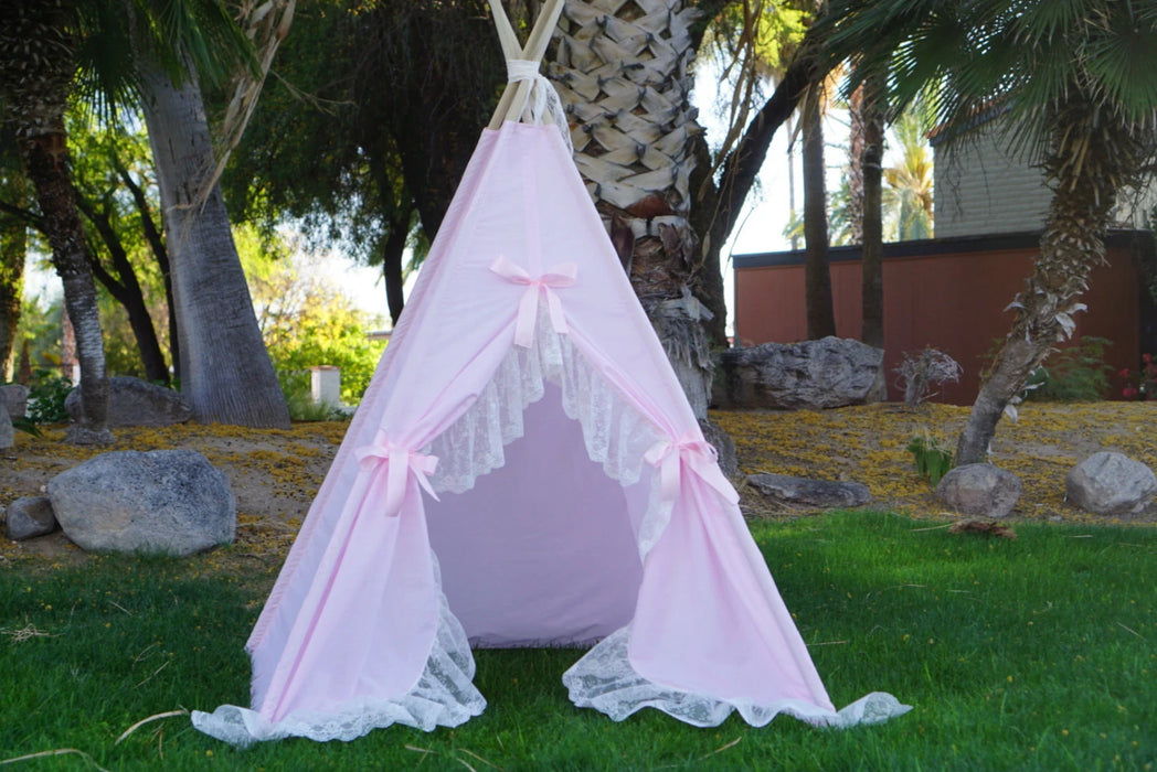 Pinkalicious Lace Teepee, Kids Teepee, Tipi, Play Tent, Wigwam or Playhouse with Extra Long Ruffle