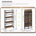 No Assembly 4 Tiers Folding Bookshelf, 47.2" H Foldable Storage Shelves Vintage Bookcase Standing Racks Study Organizer Home Office - Rustic Brown Black