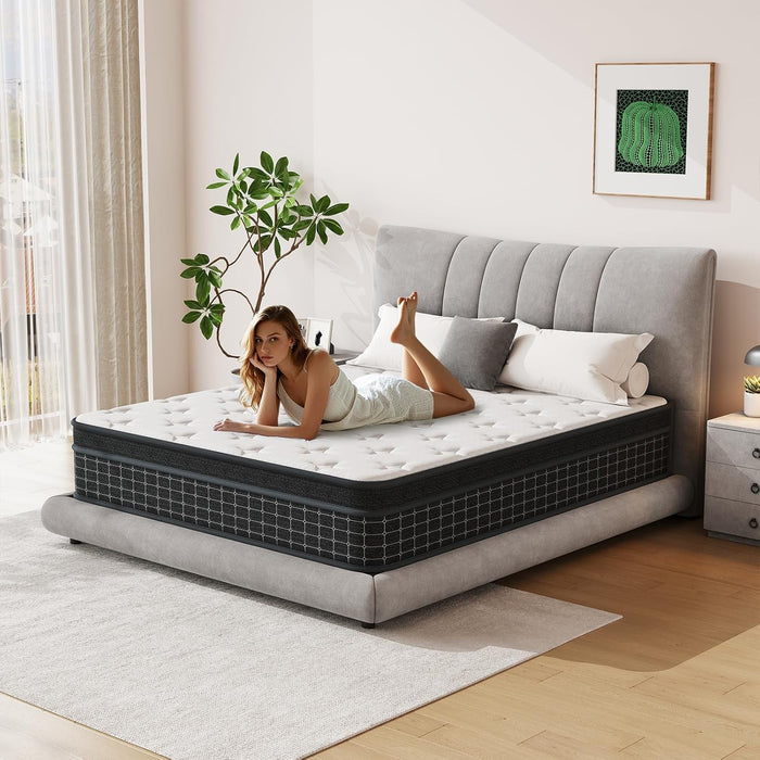 Queen Mattress, 12 Inch Queen Size Mattresses in a Box, Individually Wrapped Pocket Coils for Isolate Motion,Pressure Relief, Certipur-Us Certified, Support Comfort & Medium Firm