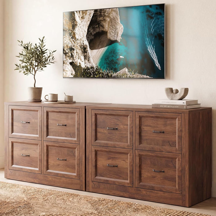 Four Drawer Filing Cabinet Distressed Oak StorageUnit