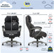 Jackson Big and Tall Executive Office Chair with AIR Technology and Smart Layers Premium Elite Foam, Supports up to 350 Pounds, Bonded Leather, Black