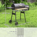 Charcoal Grill with Offset Smoker, 231 Sq.In. Cooking Area, Barrel BBQ Grill and Smoker Combo with Side Tables, Shelf, Thermometer, Wheels for Outdoor Patio Backyard Party Event Gathering