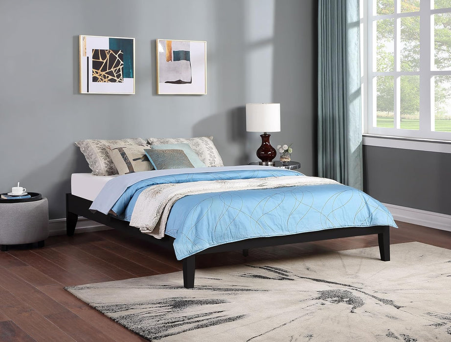 Home Furnishings - Hounslow - Wood - Universal Platform Bed with Fully Slatted Frame, Pre-Drilled Holes and Center Rail - Bedroom - Queen Size - Black - 306129Q