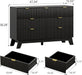 7 Drawer Fluted Dresser for Bedroom, Mid Century Modern Dresser with 7 Drawers, Dressers & Chests of Drawers with Metal Handle, TV Stand & Storage Organizer for Entryway, Hallway, Black
