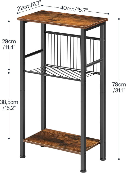 15.7" Narrow Console Table for Small Space, Set of 2 Entryway Table with Adjustable Shelf, behind Couch Table, Sofa Table, for Entryway, Hallway, Livingroom, Rustic Brown and Black BF41XGP201