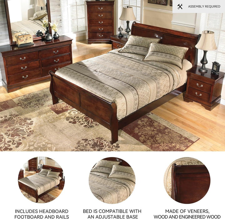 Signature Design by Ashley Alisdair Traditional Queen Sleigh Bed, Foundation or Box Spring Needed, Dark Brown
