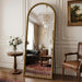 71" X 28" Arched Full Length Mirror, Antique Beaded Frame Floor Standing or Wall Mounted Mirror with Stand for Bedroom, Entryway, Bronze, Luxury Style
