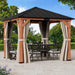 10x10 Cedar Wood Outdoor Permanent Gazebo Curtains