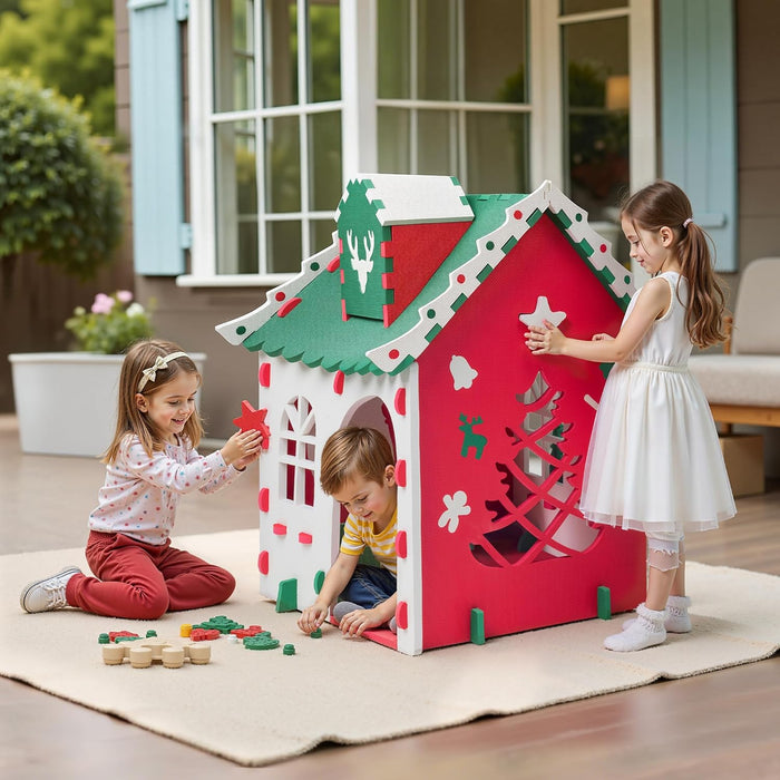 EVA Foam Kids Playhouse, DIY Building Blocks Toy, Indoor Outdoor Children'S Play Tent, Creative Fun House Gift for Toddler Children Ages 3 and Up, Green Roof