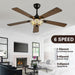 52" Tiffany Style Ceiling Fans with Lights, Red Dot, Black