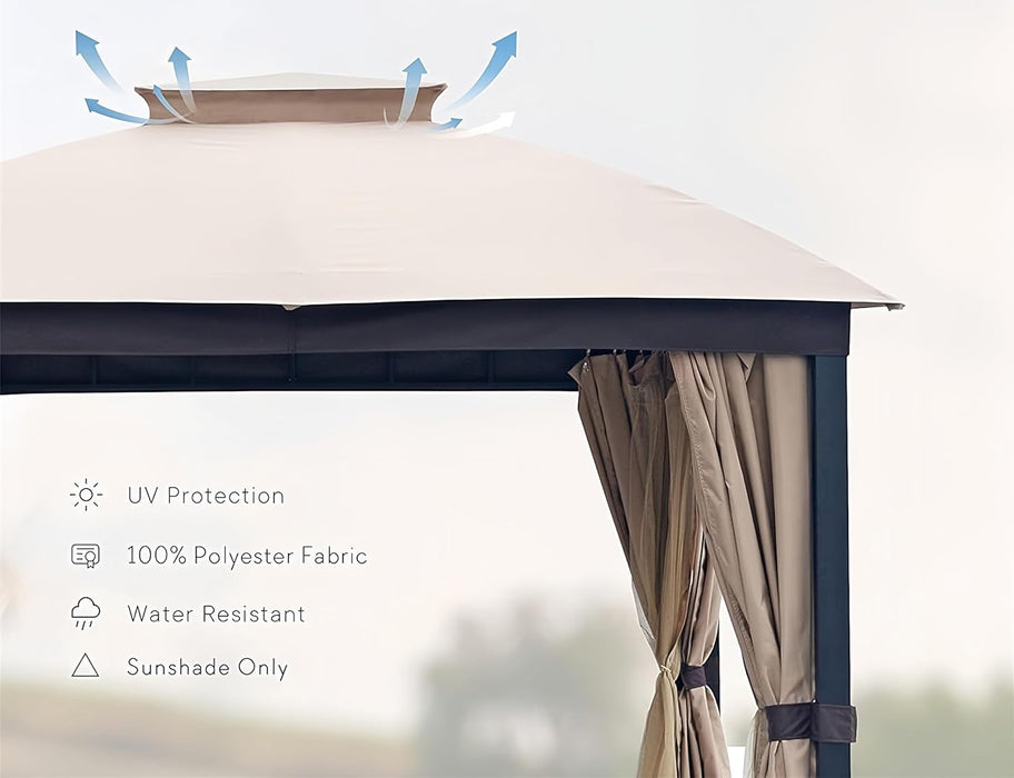 10x10 Weatherproof Outdoor Gazebo With Privacy Netting