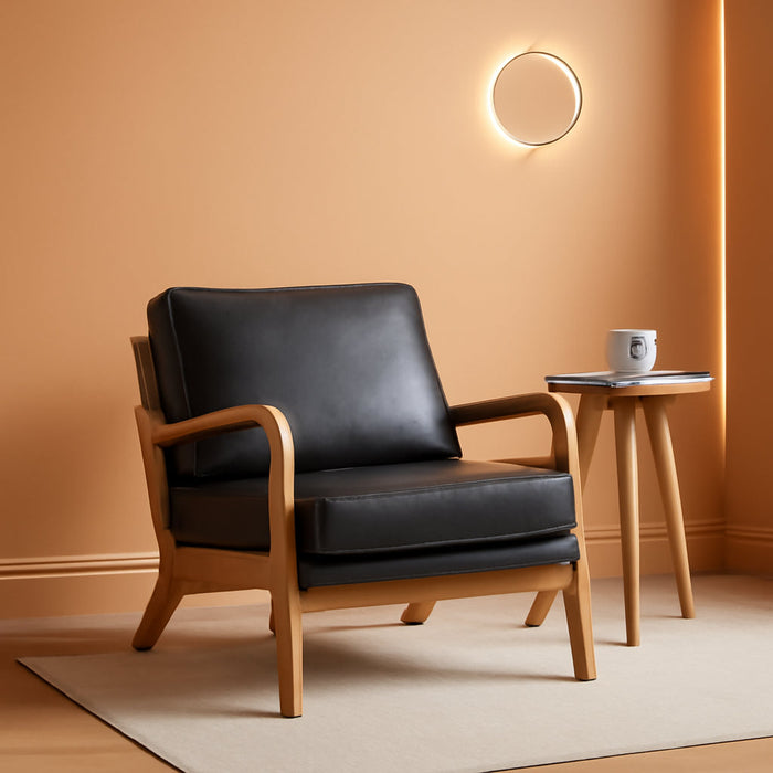 Modern Black Accent Chair with Thick Cushion