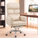 Big and Tall Leather Office Chair, Cross Legged Flip Arms, Beige