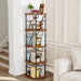 Quadruple Tier Revolving Bookshelf Unit Black Brown