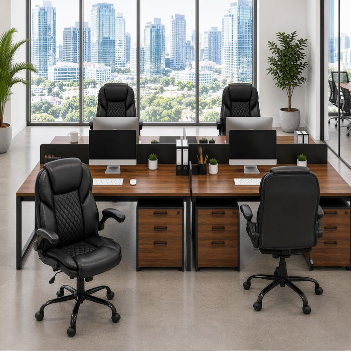 Ergonomic Office Chair - High Back PU Leather Desk Chair Black