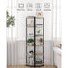 Corner Shelf Stand, Corner Bookshelf, Storage Standing Shelf Unit with Metal Frame, Plant Stand, Corner Bookcase for Living Room, Home Office, Bedroom, 6-Tier Greige CS06005B