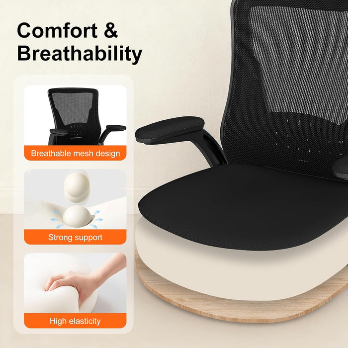 Ergonomic Office Chair, Comfy Mesh Desk Chair with Flip-Up Armrests