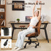 Home Office Desk Chair Office Rubber Casters Ergonomic Computer Chair with Lumbar Support Adjustable Height Rolling Swivel Executive Task Armrests Chair， Brown Leather