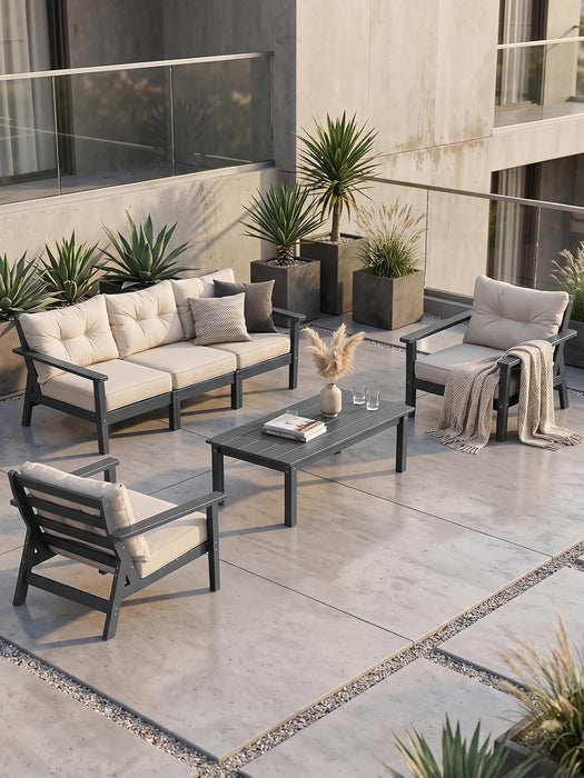 5 Seats HDPE Patio Conversation Sets, Outdoor Patio Furniture Set