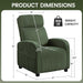 Single Sofa for Living Room, Corduroy Home Movie Theater Seating Reading Accent Chair with Side Pockets High Back for Nursing Bedroom, Dark Green