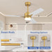 42'' Ceiling Fan with Lights and Remote, Low Profile Modern Ceiling Fan Gold, 6 Speed, Reversible, 3000K-6000K LED, Quiet DC Motor for Indoor Outdoor Bedroom Living Room