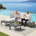 HDPE Outdoor Furniture Set, 4 Seats Outdoor Sectional with Coffee Table, All-Weather Patio Sofa Set, Patio Conversation Sets with Adjustable Backrest Sofa for Garden, Backyard, Grey with Beige