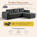 106 Inches Grey Convertible Sectional Upholstered Sofa