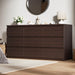 Modern 9 Drawer Dresser for Bedroom, Simply Chest of Drawers, Wood Storage Dresser with Deep Drawers for Living Room Hallway Entryway (Brown)
