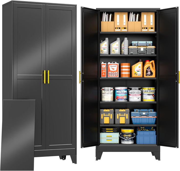 75 Inch IndustrialGrade BlackSteel Storage Cabinet Pro