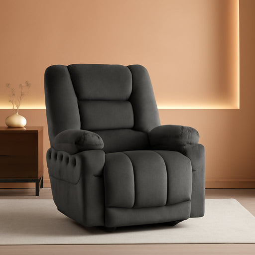 Gray Electric Power Recliner with Heat & Massage