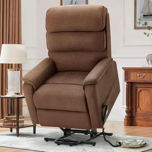 Dual Motor Power Lift Recliner Chair for Elderly with Massage and Heat, Electric Lounge Chair Lift Assist Single Sofa - Coffee