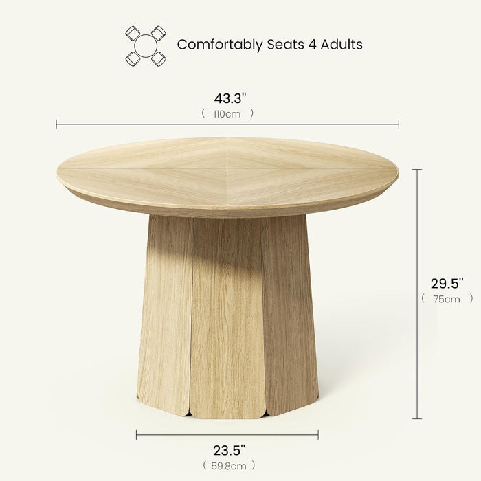 43 Inch Circular Dining Table With SolidWoodPedestal