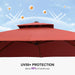 Patio Umbrella 10Ft Double Top Wood-Grain Finish, Brick Red