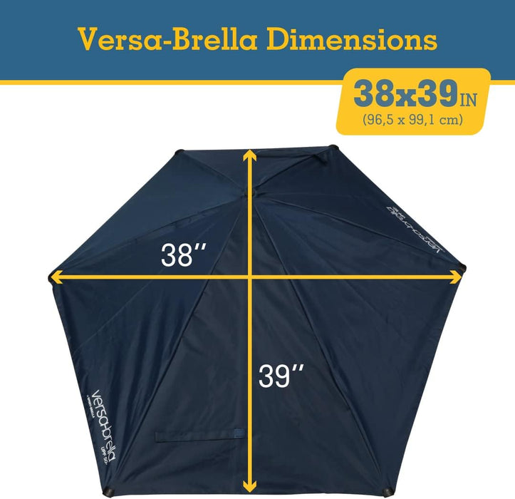 Versa-Brella UPF 50+ Personal Sun Shade - Portable Umbrella for Sports & Outdoors - Secure Clamp, 360-Degree Swivel Adjustable Position for Maximum Sun Protection - Compact with Carry Case